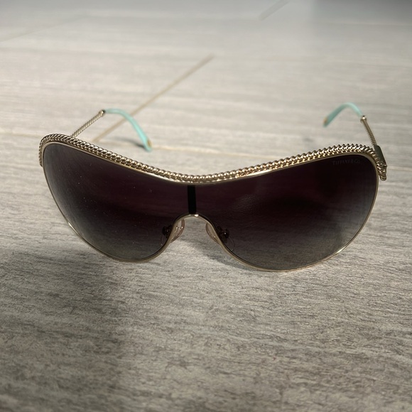 Tiffany & Co. Gold Braided and Signature Blue Women's Sunglasses - Picture 9 of 11